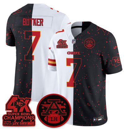 Kansas City Chiefs 4X Champs Patch Split Edition Vapor Jersey - Stitched