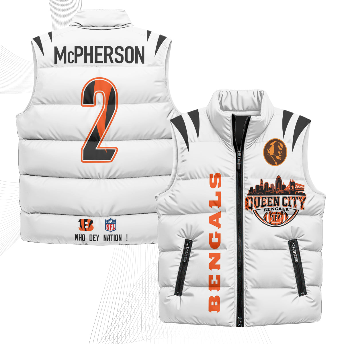 CIN John Madden Patch Puffer Vest - Printed