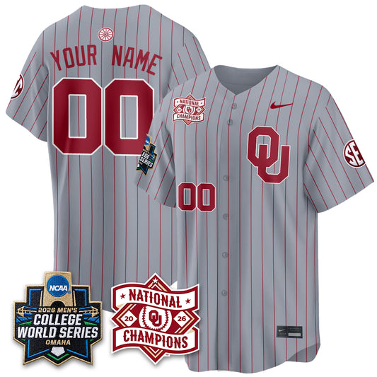 OU 2026 NCAA Baseball College World Series Champions Vapor Custom Jersey - Stitched