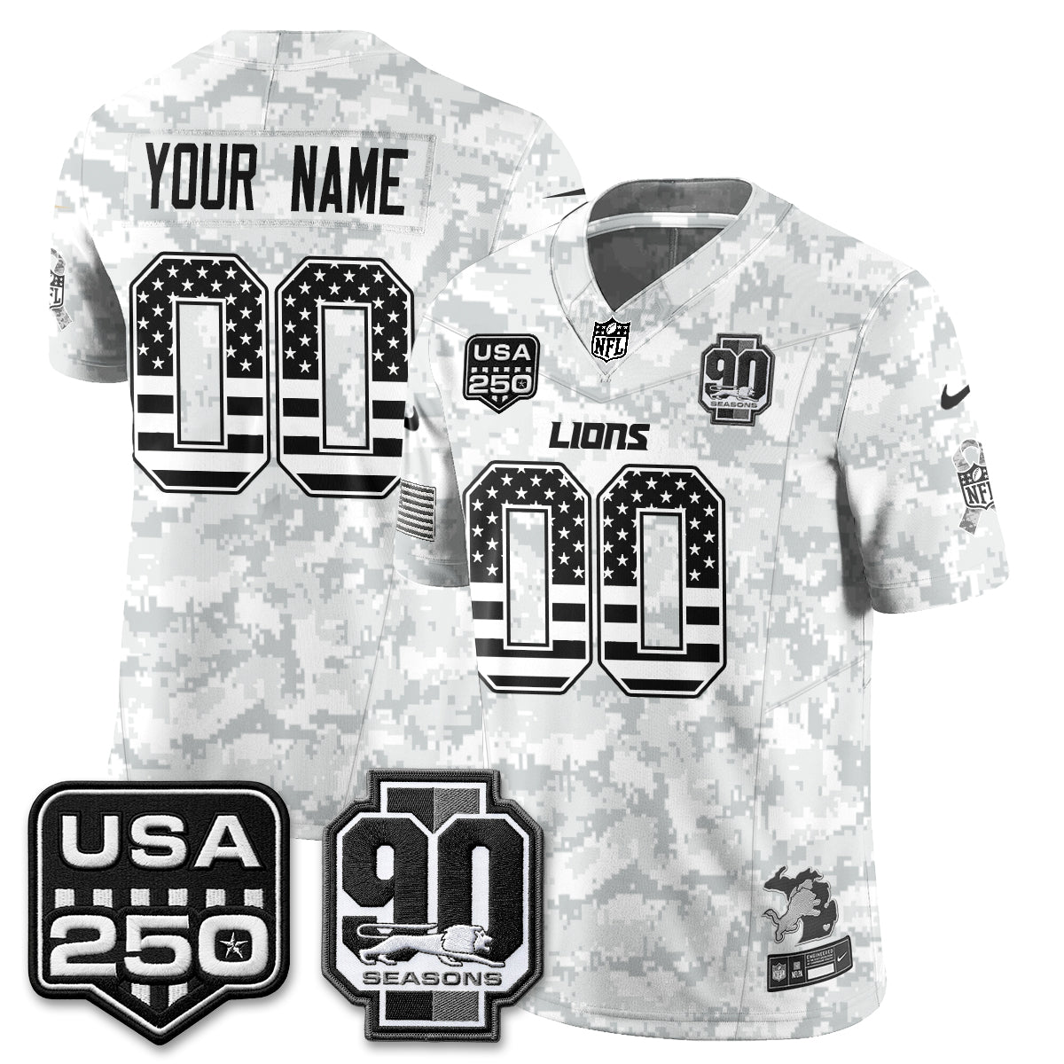 DET 2026 Salute to Service Vapor Custom Jersey - Stitched