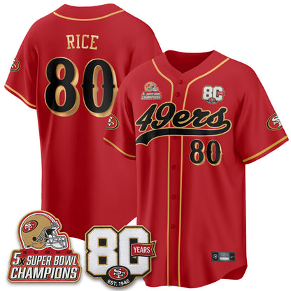 SF 80 Years & 5X Champs Vapor Baseball Jersey - Stitched