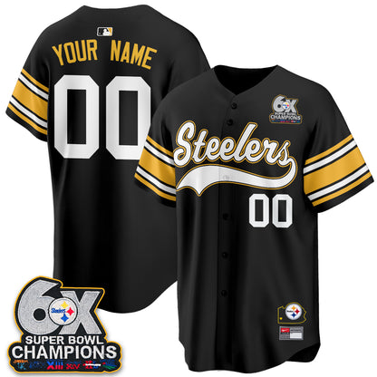 Pittsburgh Steelers 6X Champs Throwback Baseball Custom Vapor Jersey - Stitched