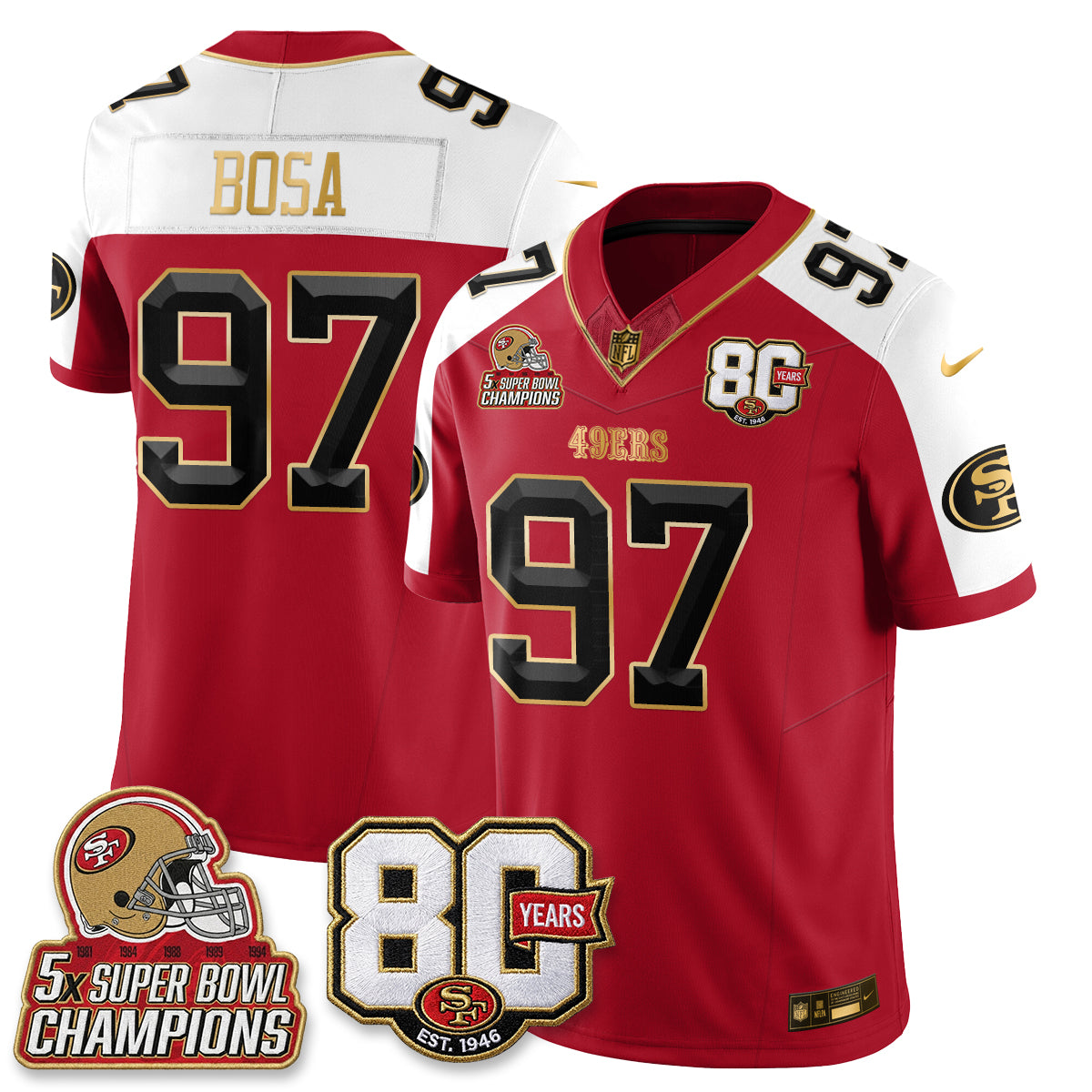 SF 80 Years & 5X Champs Vapor Jersey - Stitched