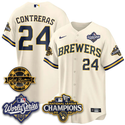 MIL WS26 - Bob Uecker Patch Black Gold Jersey - Stitched (Tiktok)