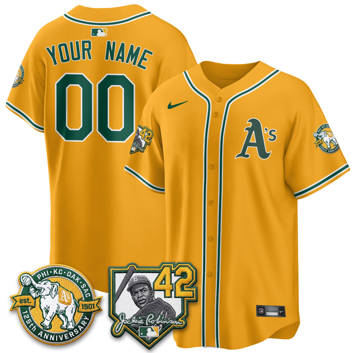 OAK 2026 Jackie Robinson Day - Celebrating 125 Years Limited Custom Vapor Jersey - All Stitched