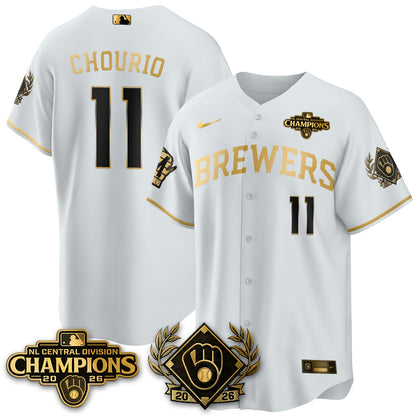 Milwaukee Brewers 2026 NL Division Champs Vapor Gold Jersey - Stitched