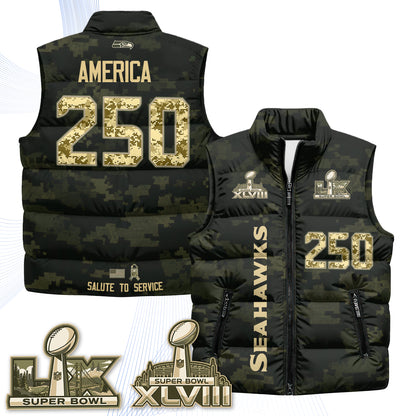 Seattle Seahawks 2026 Salute to Service Puffer Vest - Printed