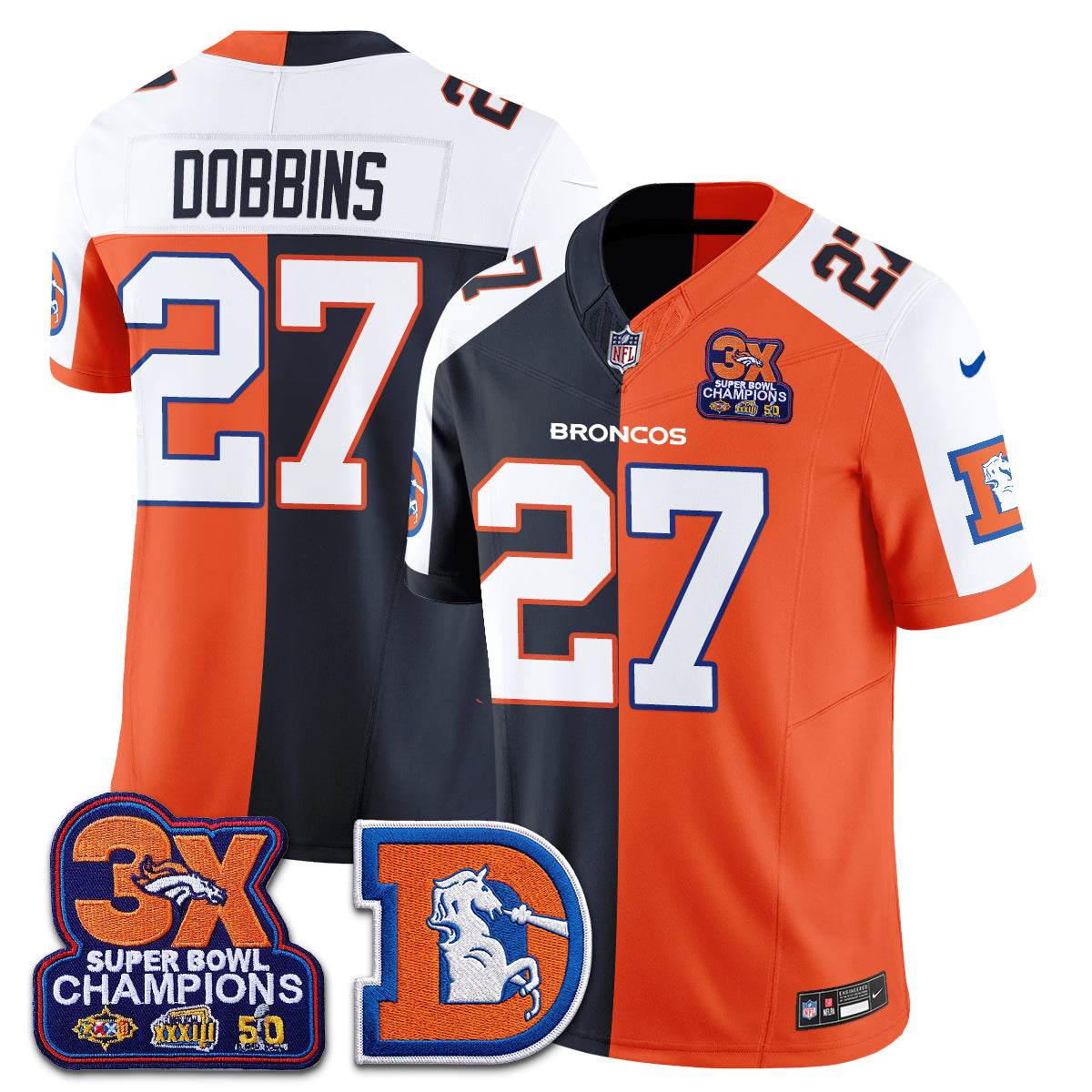 Denver Broncos Throwback Split Vapor Jersey - Stitched