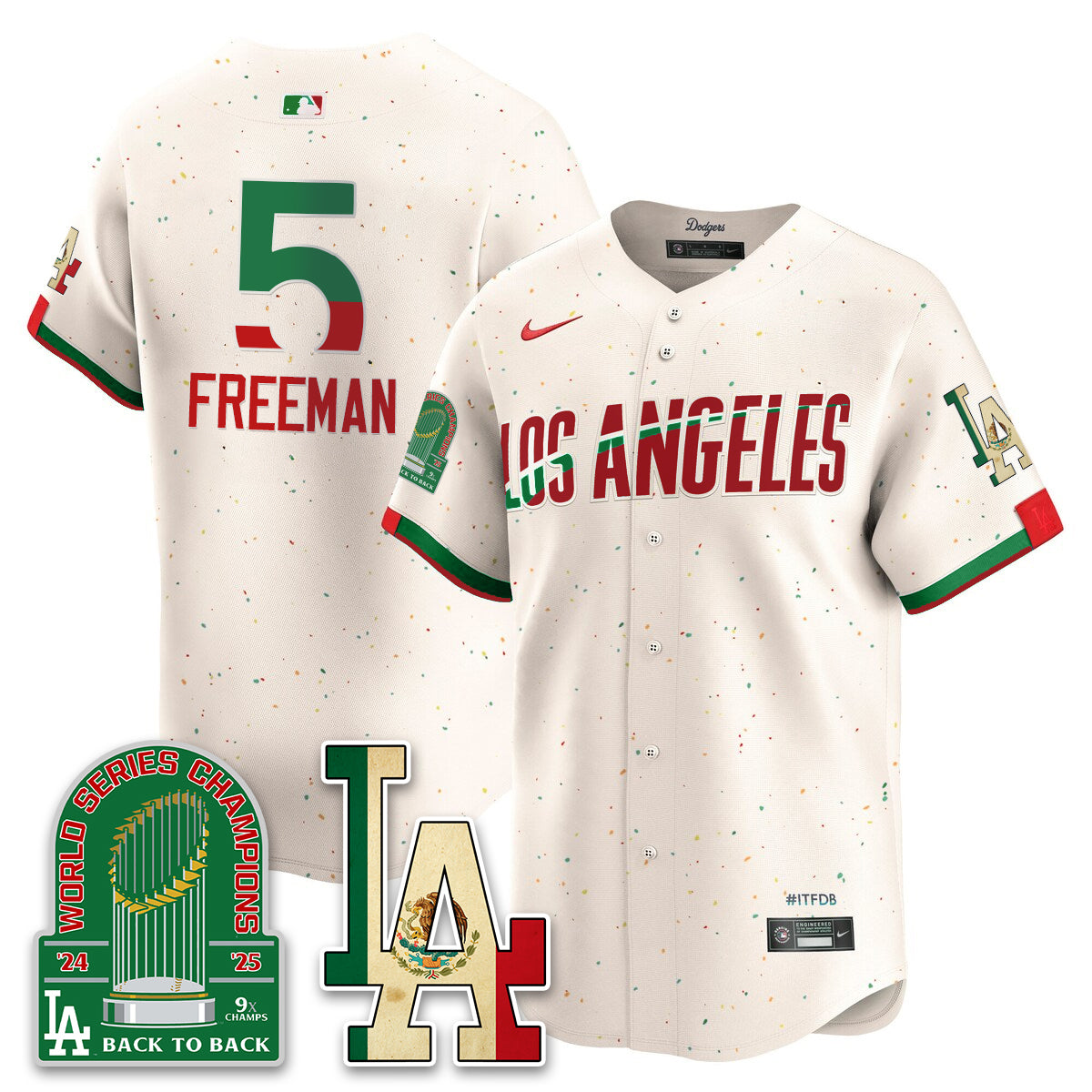 Los Angeles Dodgers Mexico Style Vapor Jersey- Stitched