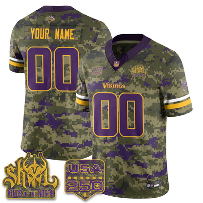Minnesota Vikings 2026 Salute to Service Edition Vapor Custom Jersey - Stitched