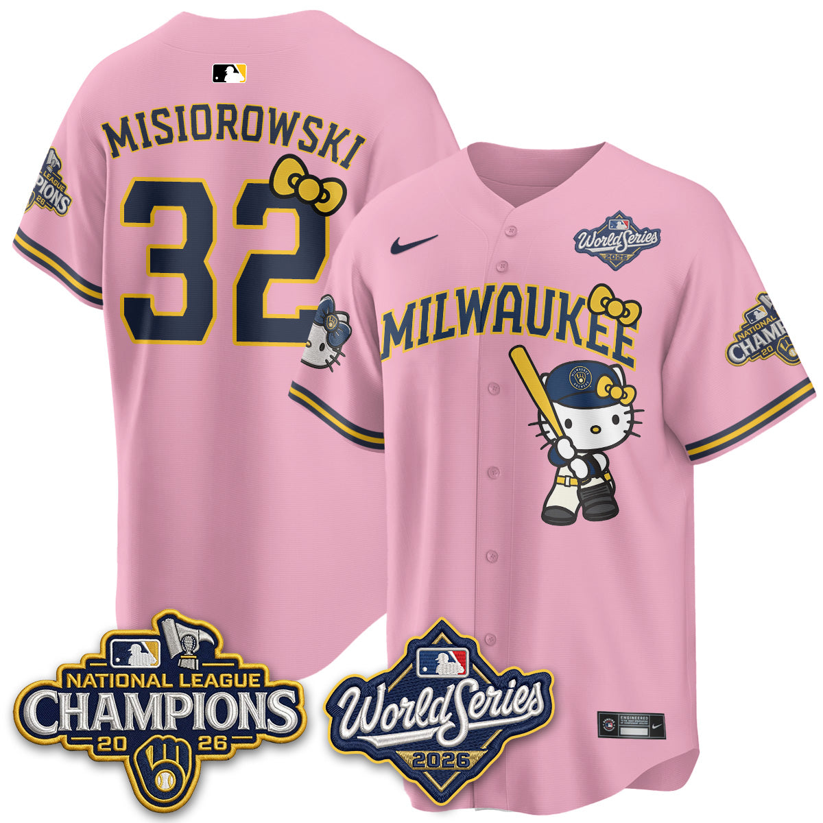 Milwaukee Brewers 2026 NL Champions x Meow KT Vapor Jersey - Stitched