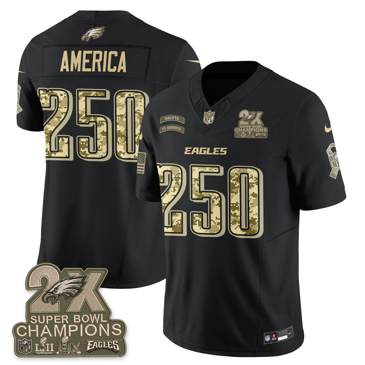 Philadelphia Eagles Salute to Service V2 Vapor Jersey - Stitched