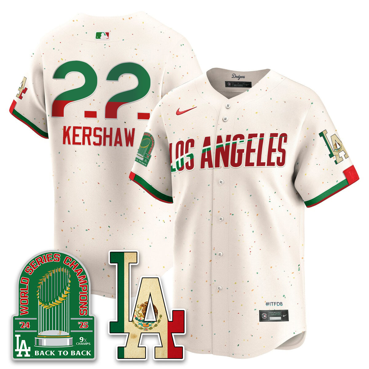 Los Angeles Dodgers Mexico Style Vapor Jersey- Stitched