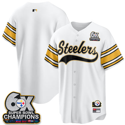 Pittsburgh Steelers 6X Champs Throwback Baseball Vapor Jersey - Stitched