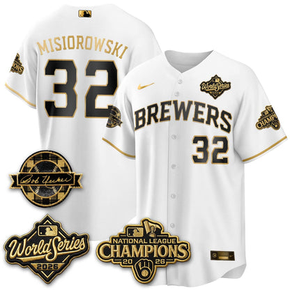 MIL WS26 - Bob Uecker Patch Black Gold Jersey - Stitched (Tiktok)