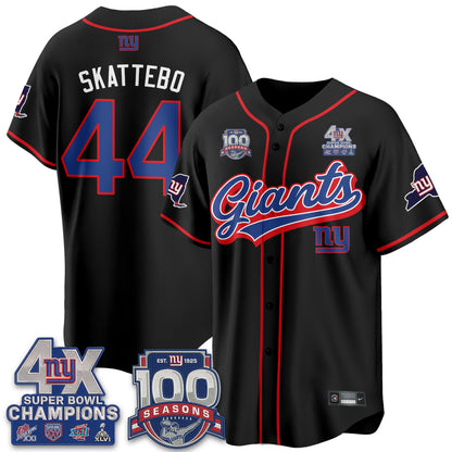 NYG 4X Champs & 100 Anniversary Vapor Baseball Jersey V2- Stitched