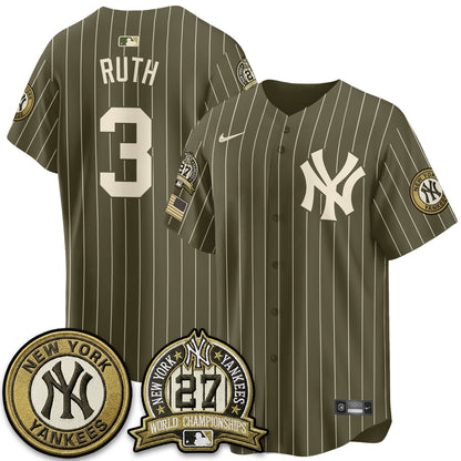 NYY New Era Olive 2026 Armed Forces Day Jersey -All Stitched