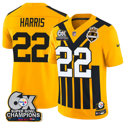 Pittsburgh Steelers 6X Champs Throwback V2 Vapor Jersey - Stitched