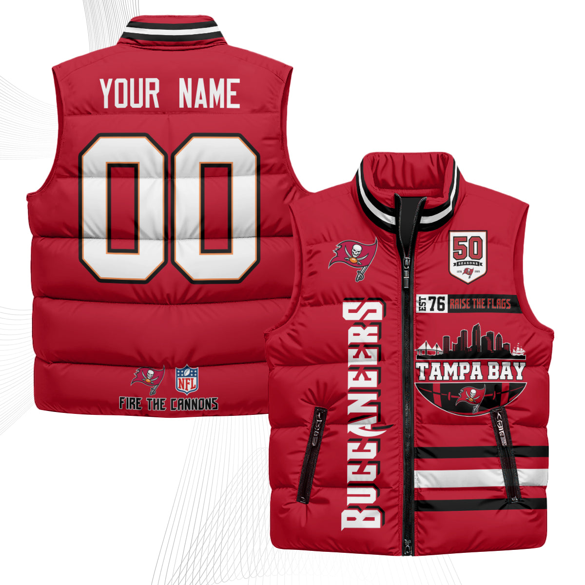 TB "Raise the Flags" Custom Puffer Vest - Printed
