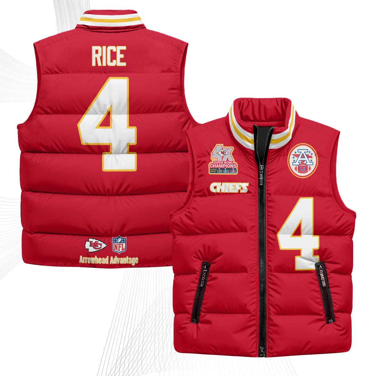 KC 4X Champs Gold Edition Puffer Vest - Printed