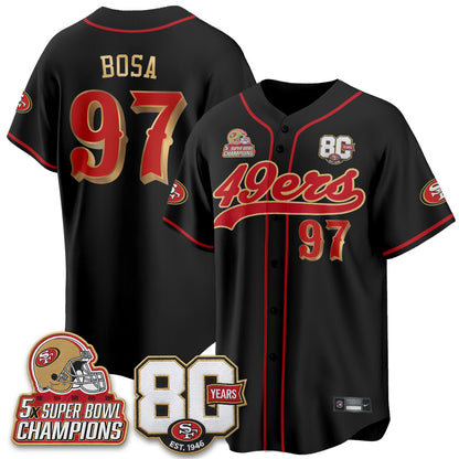SF 80 Years & 5X Champs Vapor Baseball Jersey - Stitched