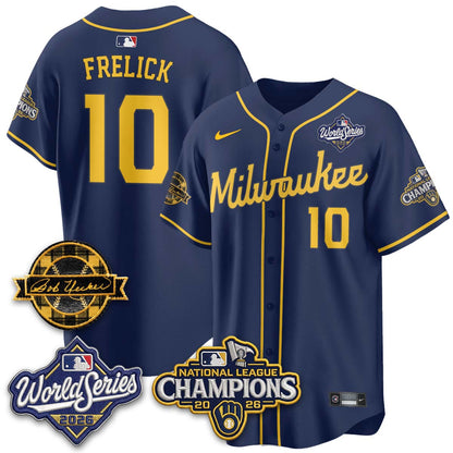 MIL WS26 - Bob Uecker Patch Black Gold Jersey - Stitched (Tiktok)