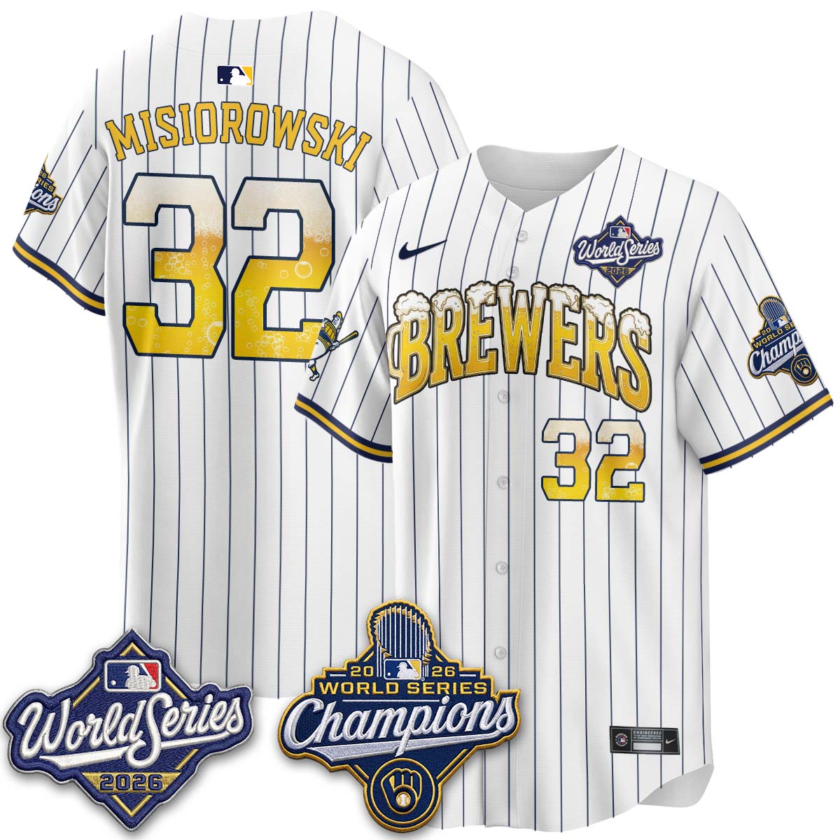 MIL "Pitcher & Pint" 2026 WS Champions Vapor Jersey - Stitched (#32 Tiktok)