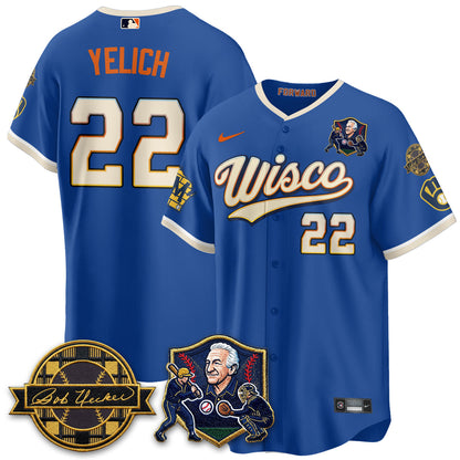 MIL Bob Uecker - 54 SSs for Brewers' Vapor Limited City Connect Jersey - All Stitched
