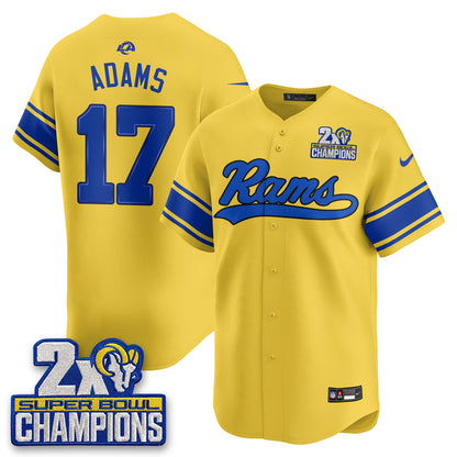 LAR 2X Champs Fearsome White Baseball Vapor Jersey - Stitched