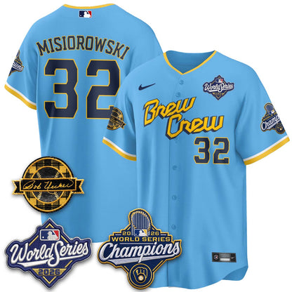 MIL 2026 WS Champions - Bob Uecker Patch Gold Jersey - Stitched (Tiktok)