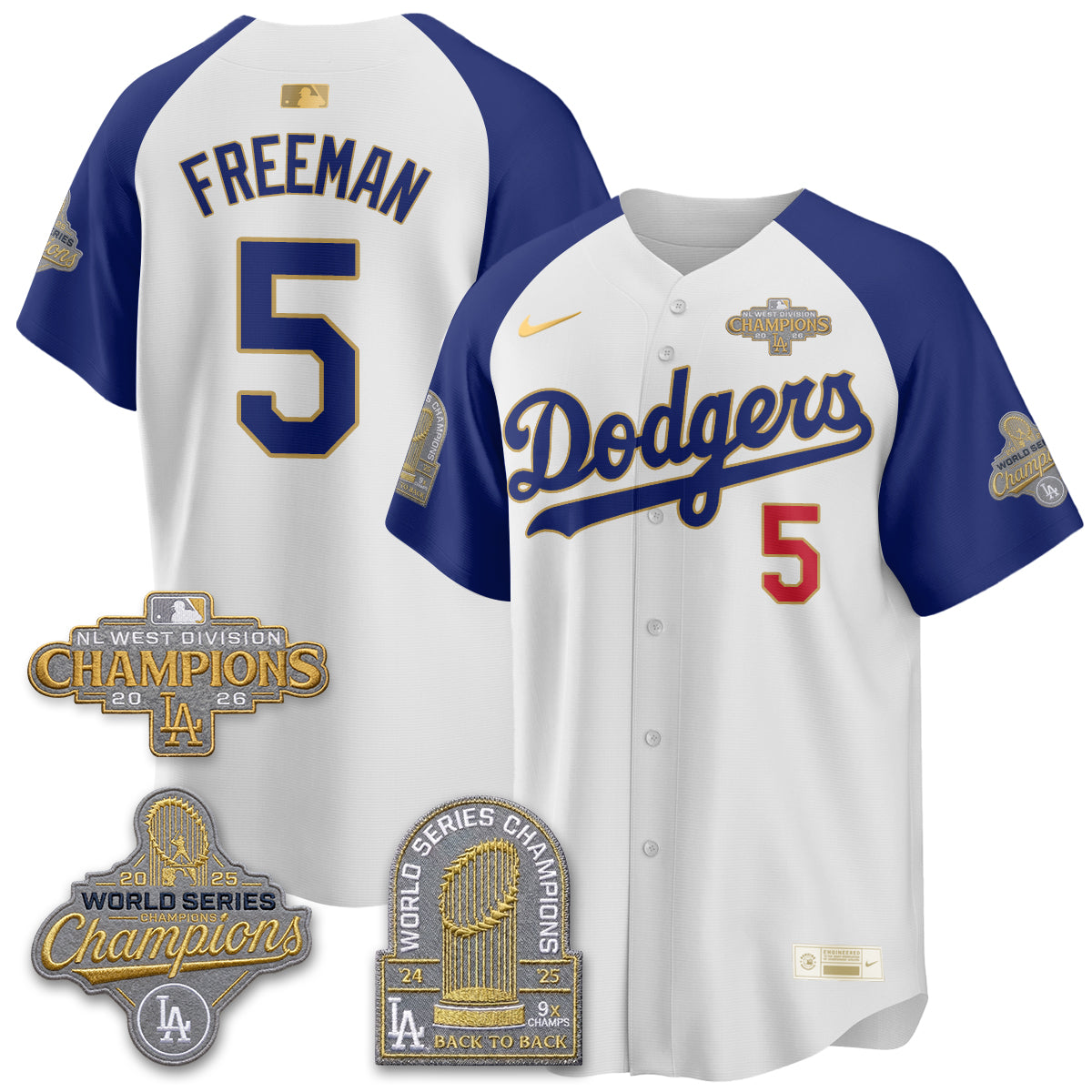 Los Angeles Dodgers 2026 NL West Champs Black Gold Vapor Jersey- Stitched