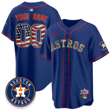 HOU 2026 Independence Day USA Vapor Limited Custom Jersey - Stitched