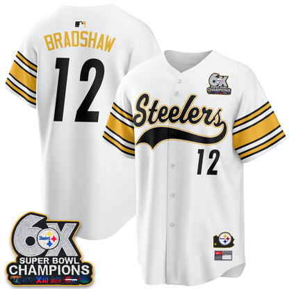 Pittsburgh Steelers 6X Champs Throwback Baseball Vapor Jersey - Stitched