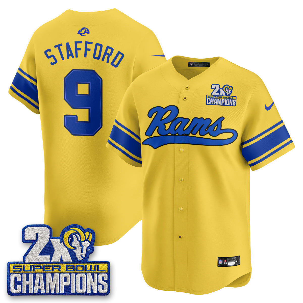 LAR 2X Champs Fearsome White Baseball Vapor Jersey - Stitched
