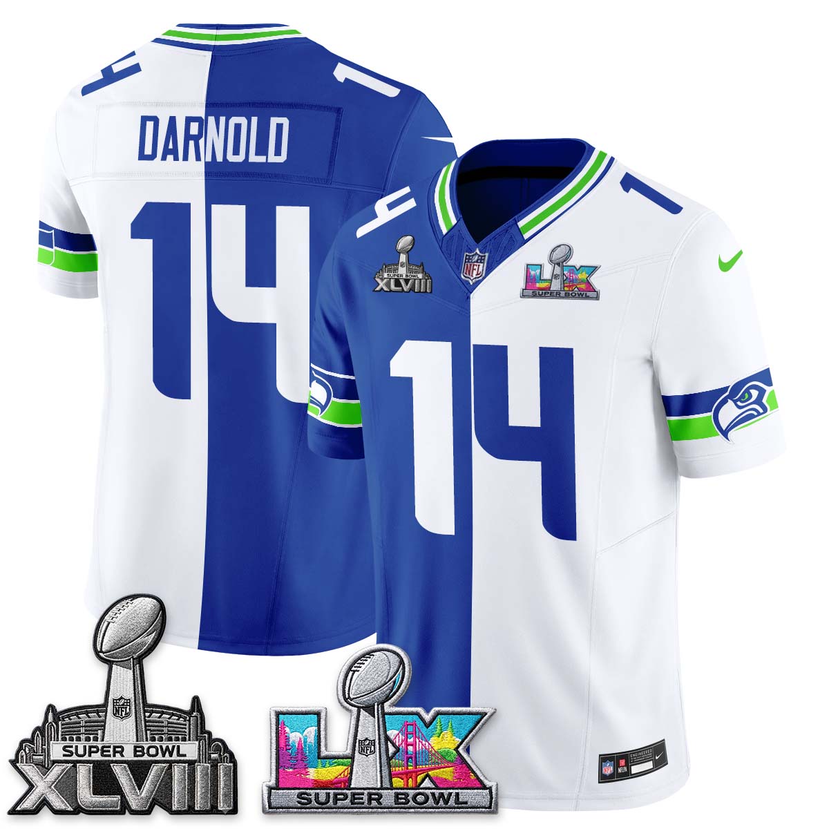 SEA Throwback 2 SB Patches Vapor Jersey - Stitched
