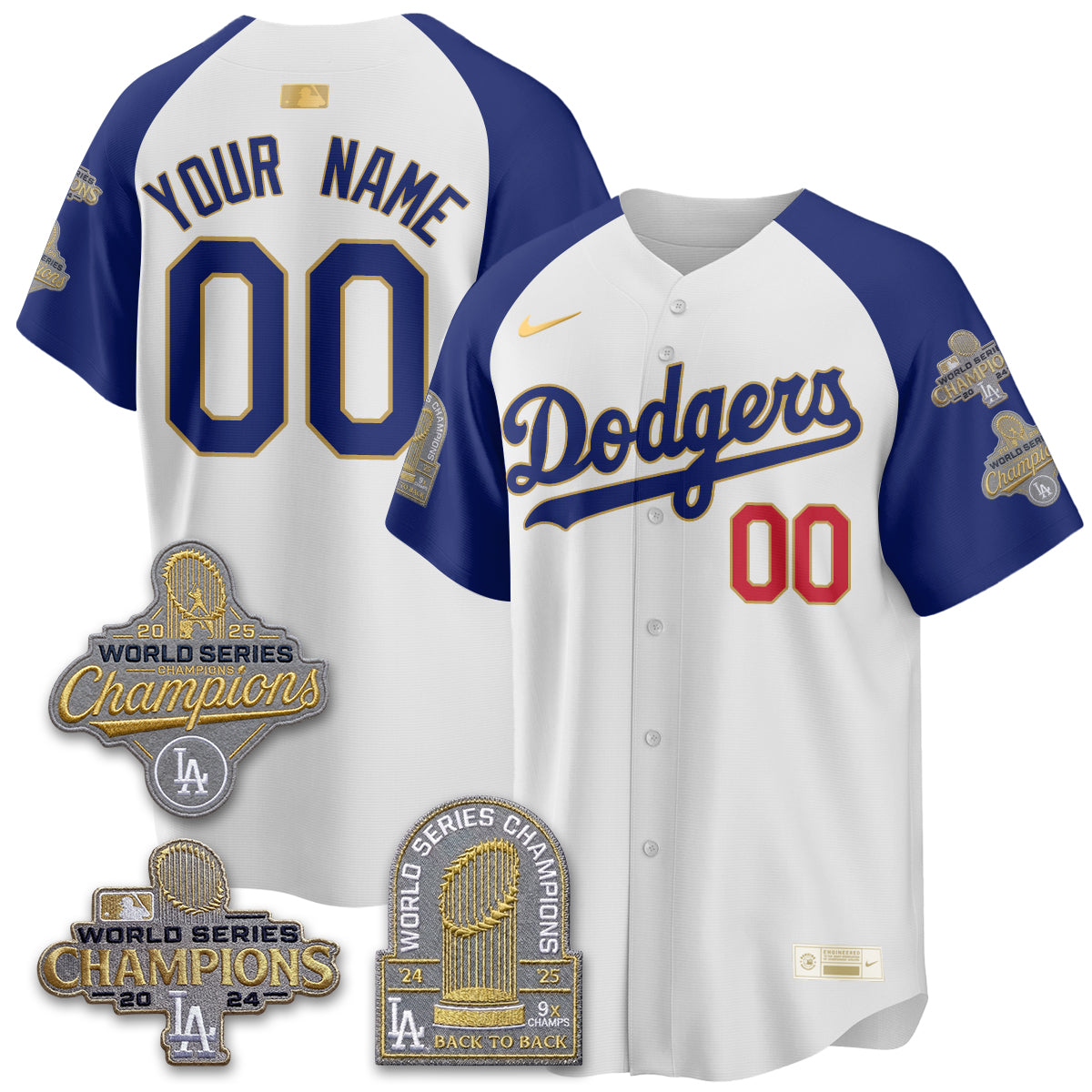 LAD Gold Collection Stadium Vapor Limited Custom Jersey - Back to Back 9x Champs - All Stitched