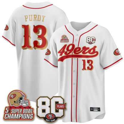 SF 80 Years & 5X Champs Vapor Baseball Jersey - Stitched