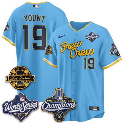 MIL 2026 WS Champions - Bob Uecker Patch Gold Jersey - Stitched (Tiktok)