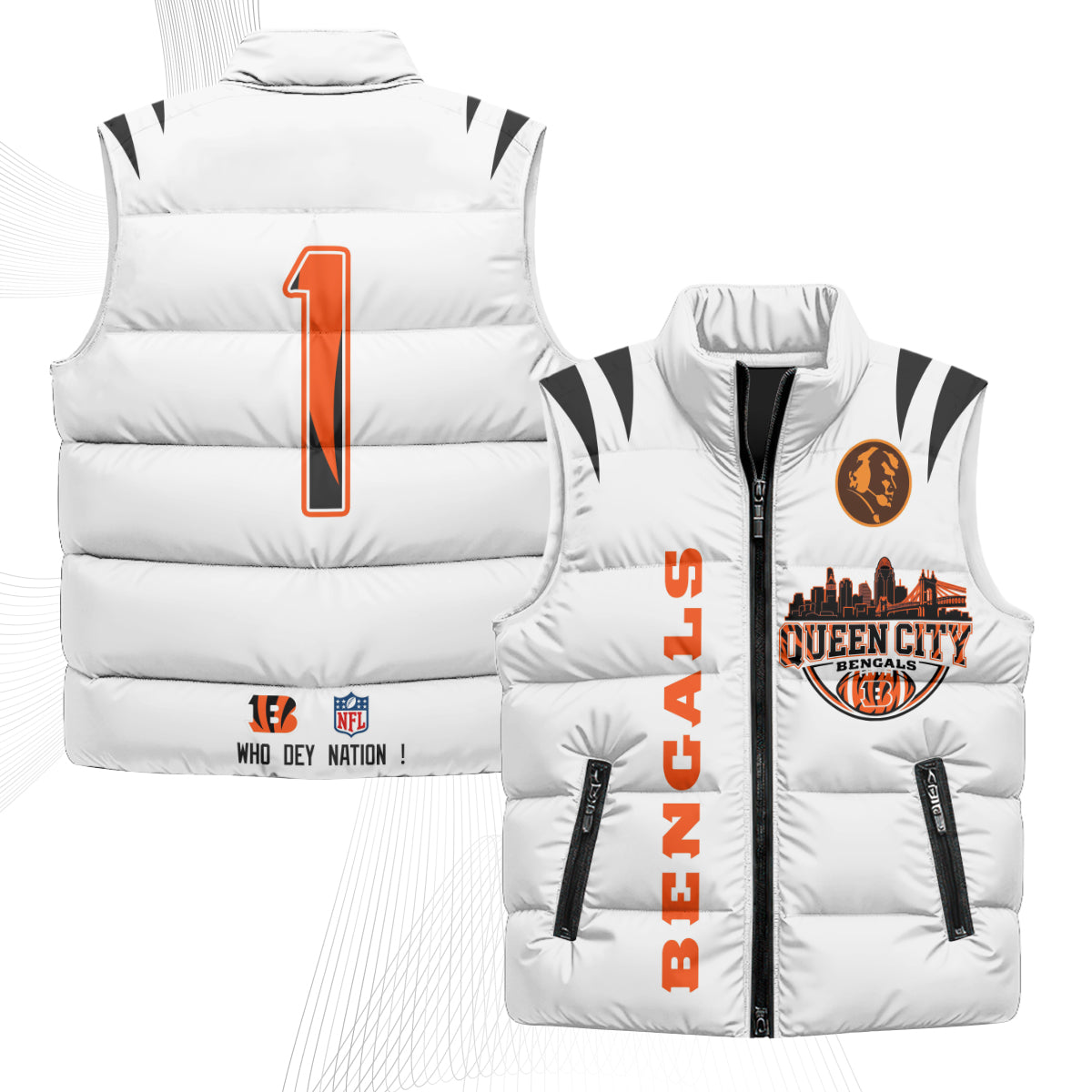 CIN John Madden Patch Puffer Vest - Printed