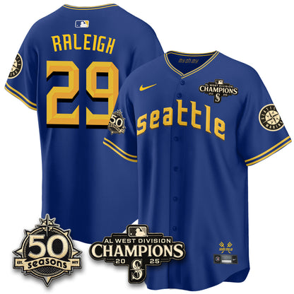 SEA Limited Throwback Cream Jersey - 50th Anniversary & AL West Division Champions - All Stitched