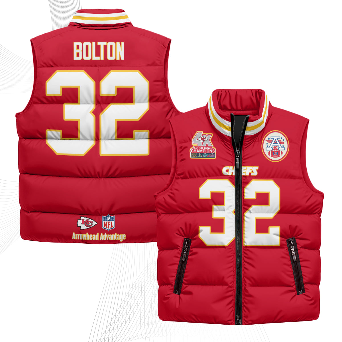 KC 4X Champs Gold Edition Puffer Vest - Printed