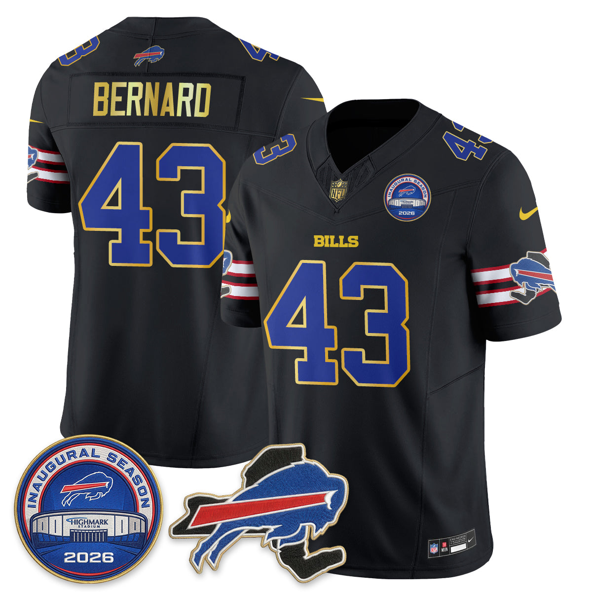BUF 2026 Royal Gold Trim Edition Vapor Jersey - Stitched