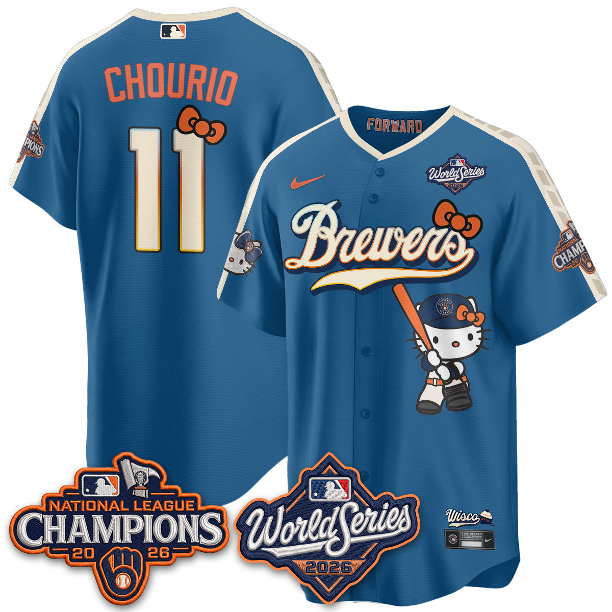 Milwaukee Brewers 2026 NL Champions x Meow KT Vapor Jersey - Stitched