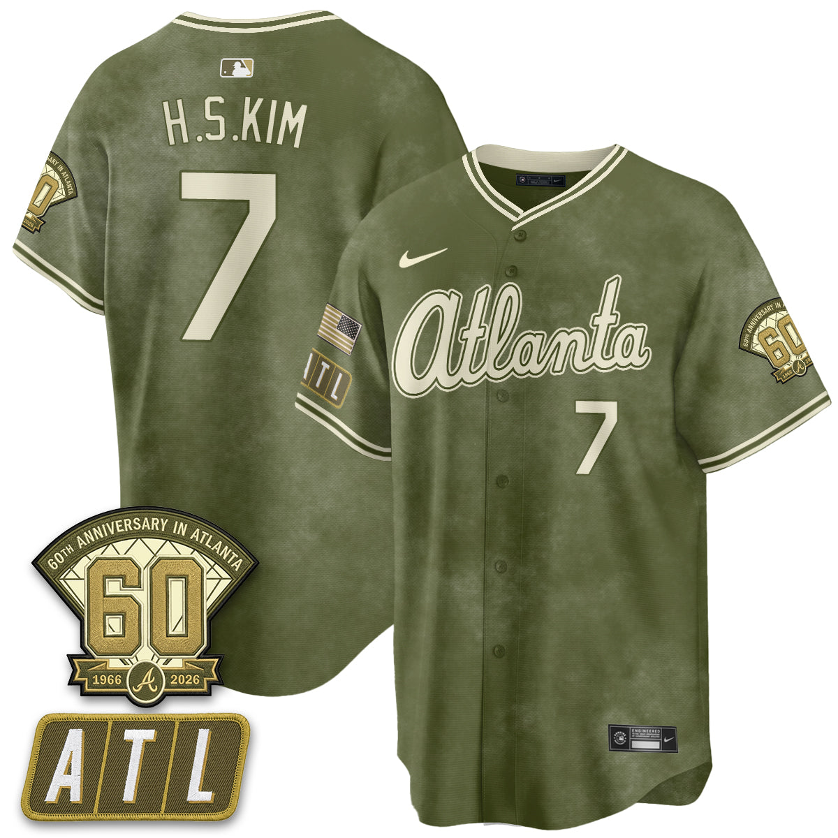 ATL New Era Olive 2026 Armed Forces Day Vapor Limited Jersey - All Stitched
