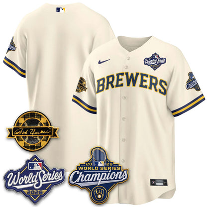 MIL 2026 WS Champions - Bob Uecker Patch Gold Jersey - Stitched (Tiktok)