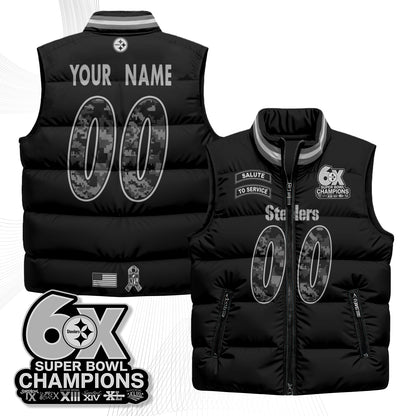 Pittsburgh Steelers 2026 Salute to Service Custom Puffer Vest - Printed
