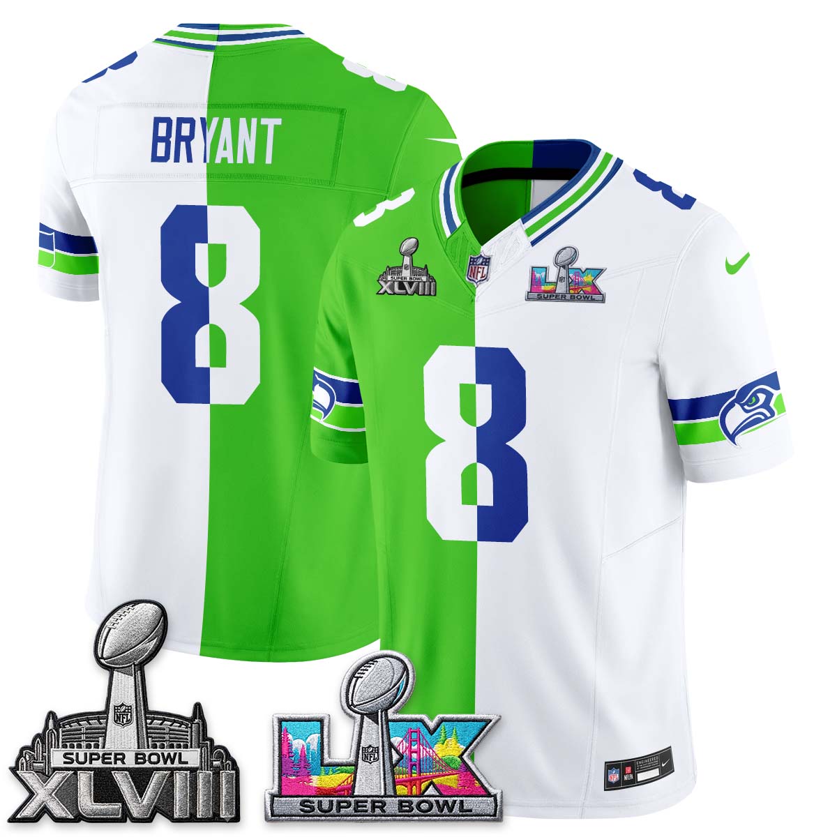 SEA Throwback 2 SB Patches Vapor Jersey - Stitched