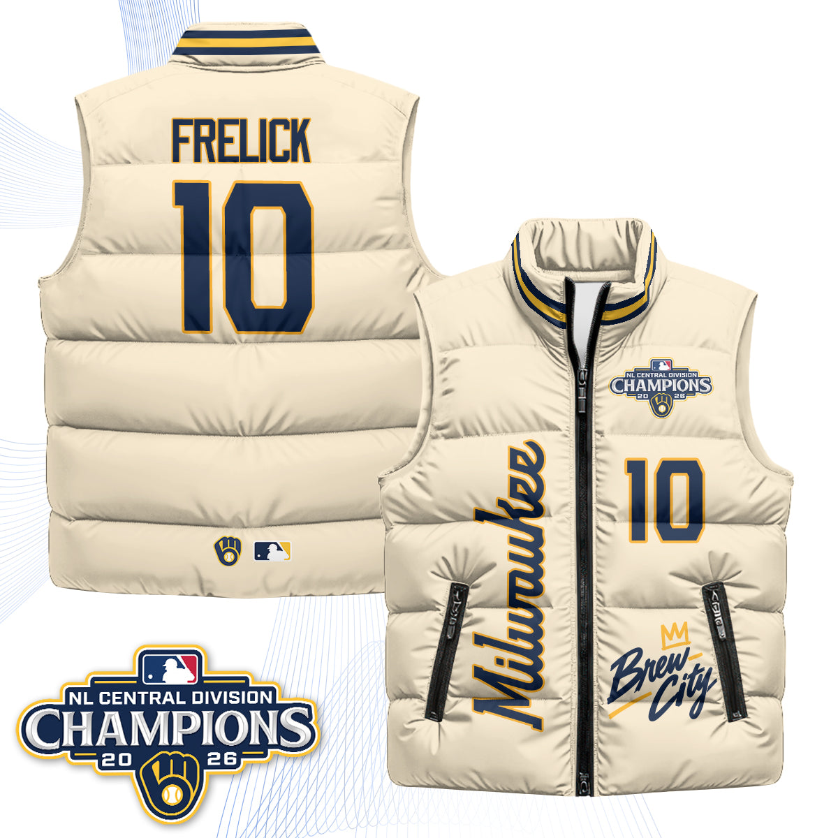 Milwaukee Brewers "Brew City" Puffer Vest V2 - Printed
