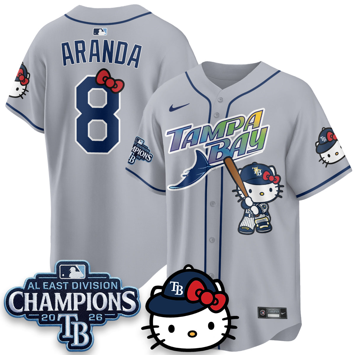 TB x Meow KT 2026 AL East Champs Vapor Jersey - Stitched