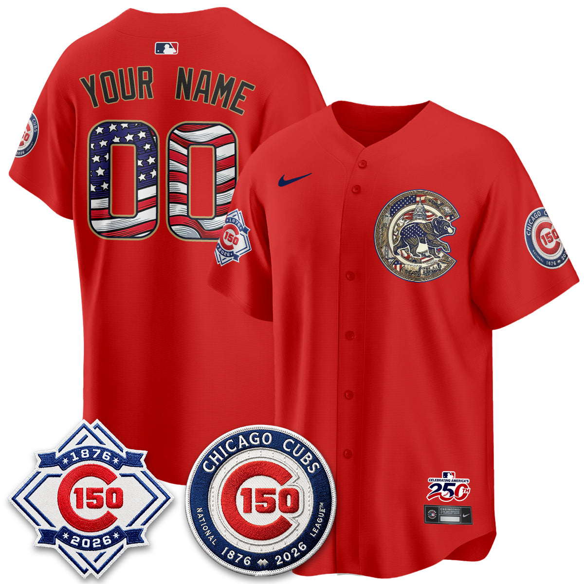 Chicago Cubs 2026 Independence Day USA Vapor Limited Custom Jersey - Stitched